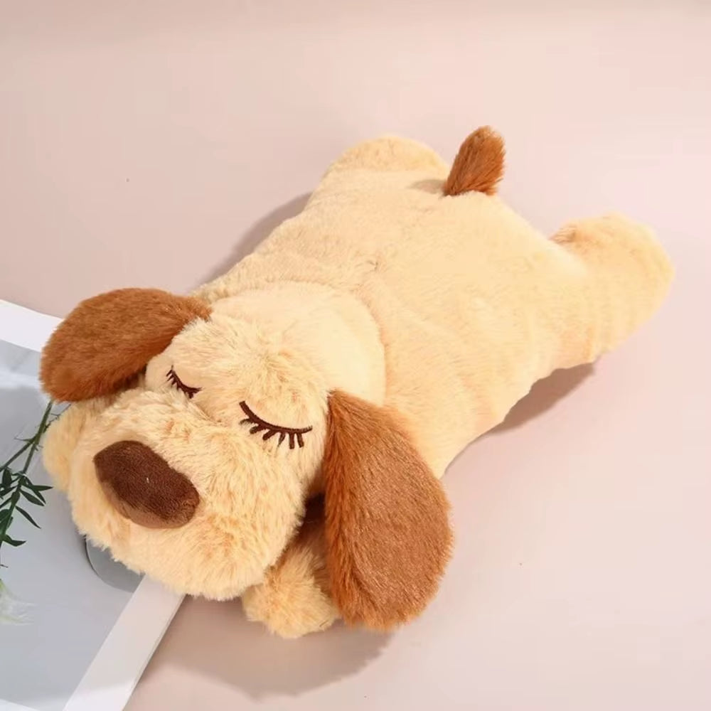 Sleep Aid Dog Heartbeat Toy Behavioral Training Stuffed Animal Lying Dog Fidget Toy Anxiety Relief Soft Puppy Plush Doll