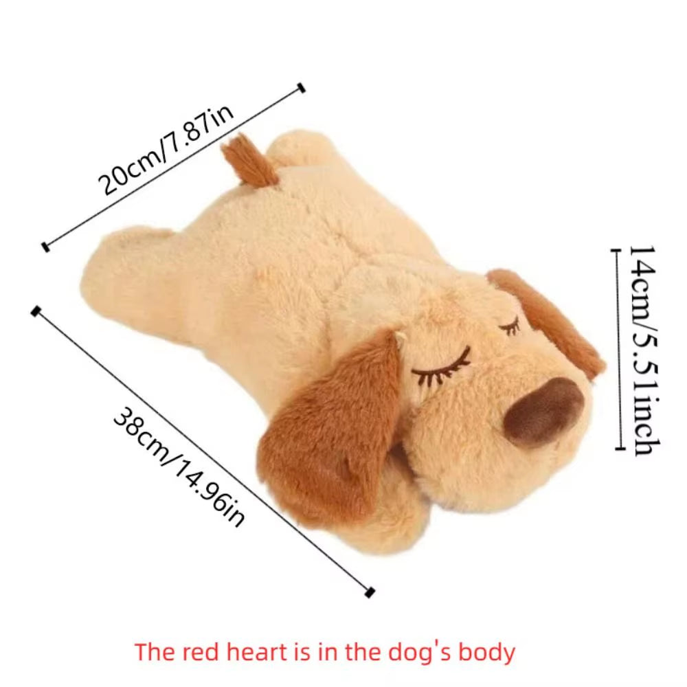 Sleep Aid Dog Heartbeat Toy Behavioral Training Stuffed Animal Lying Dog Fidget Toy Anxiety Relief Soft Puppy Plush Doll