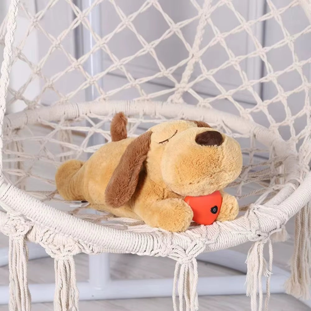 Sleep Aid Dog Heartbeat Toy Behavioral Training Stuffed Animal Lying Dog Fidget Toy Anxiety Relief Soft Puppy Plush Doll